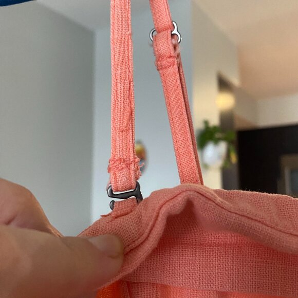 Abercrombie & Fitch Coral Linen Blend Midi Dress with Pockets Size M - Picture 8 of 11